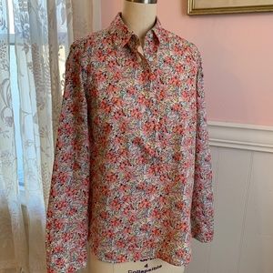 J. Crew liberty floral swirling petals pink perfect popover shirt blouse H4651 4